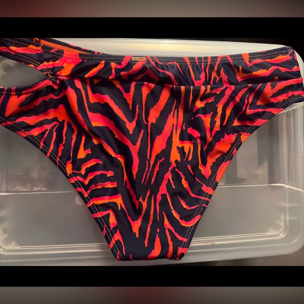 XOXO Trendy Summer Multicolor Medium Zebra Animal Print Bikini Bottom NWT